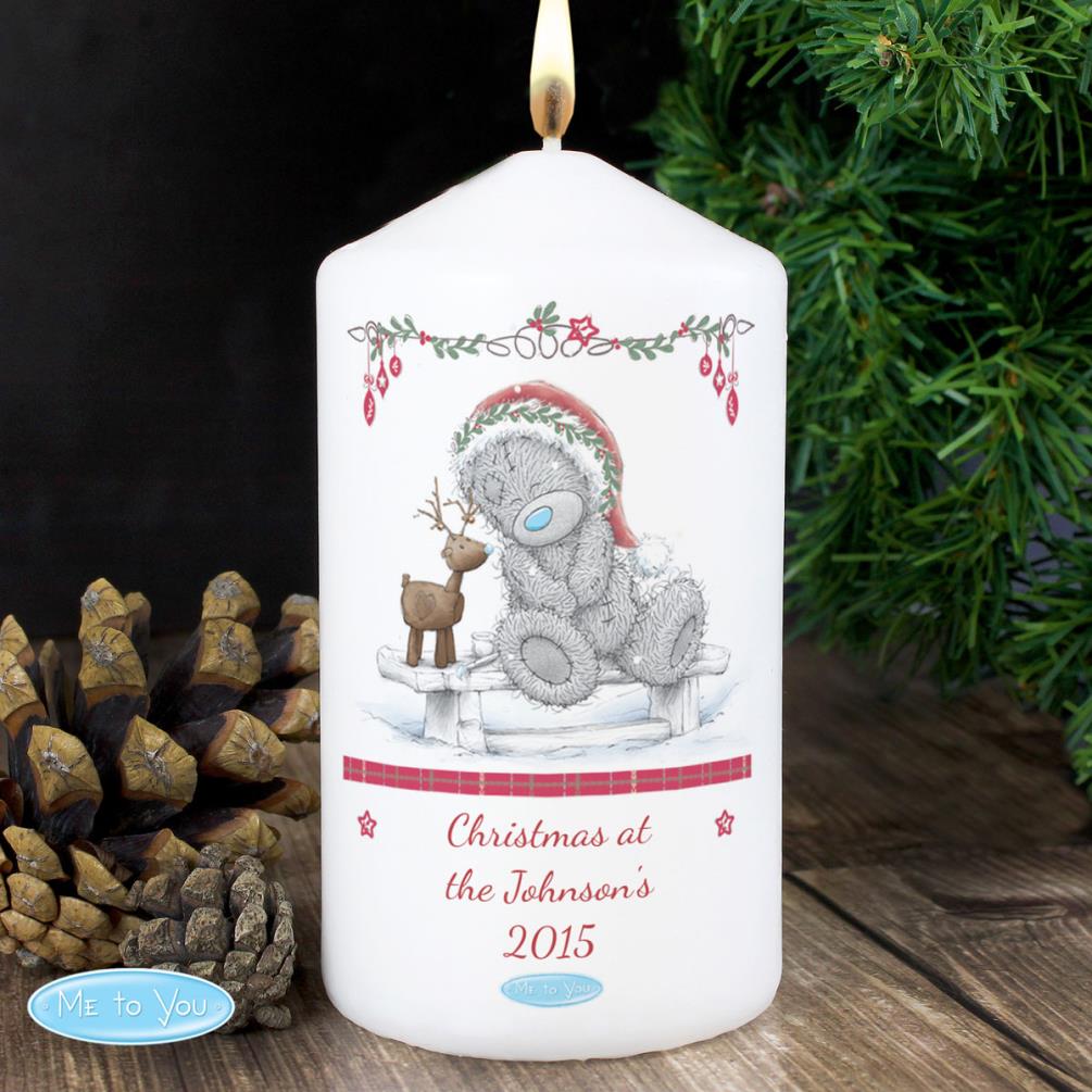 Personalised Me To You Christmas Reindeer Pillar Candle Extra Image 3